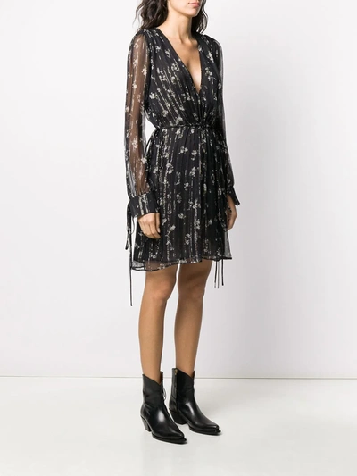 Shop Amiri Floral Print Dress In Black