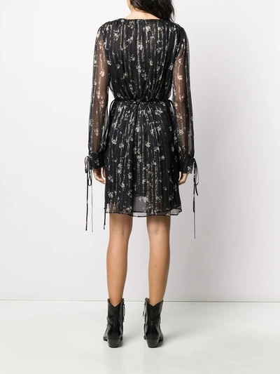 Shop Amiri Floral Print Dress In Black