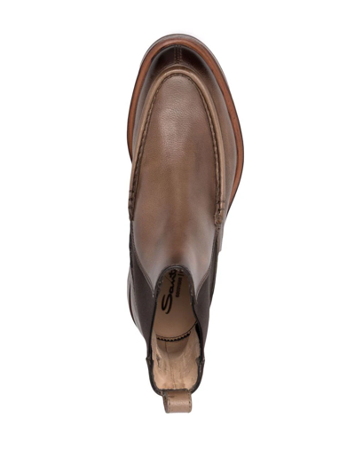 Santoni Beatles Chelsea Boots In Brown