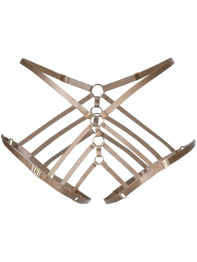 Bordelle Art Deco Ouvert Strap Briefs In Neutrals