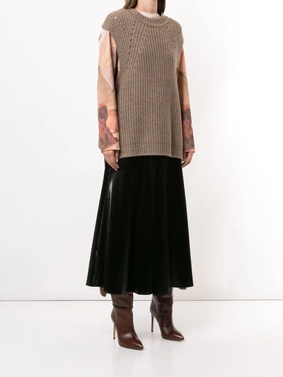 Shop Goen J Side-taps Knitted Top In Brown