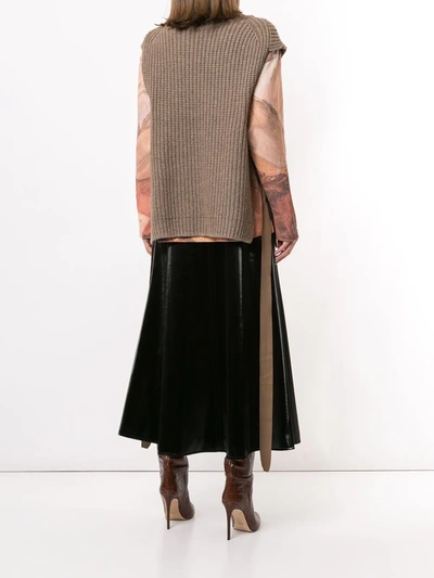 Shop Goen J Side-taps Knitted Top In Brown
