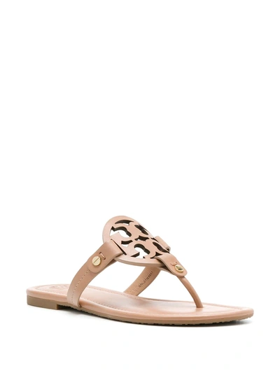 Tory Burch Miller Medallion Metallic Leather Flat Slide Sandal In Neutrals