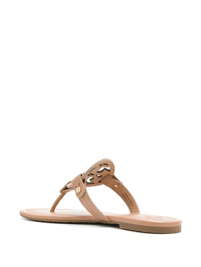 Tory Burch Miller Medallion Metallic Leather Flat Slide Sandal In Neutrals