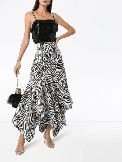 Shop Solace London Lonnie Zebra-print Midi Skirt In Black