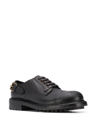 Dolce & Gabbana Brown Leather Lace Up Derby Dress Shoes In Black