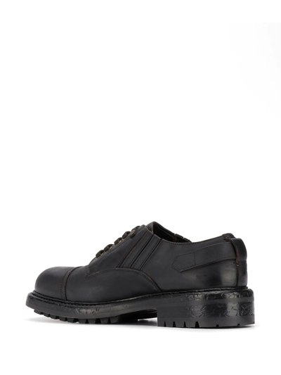 Dolce & Gabbana Brown Leather Lace Up Derby Dress Shoes In Black