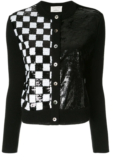 Shop Onefifteen Sequin Checked Cardigan In Black