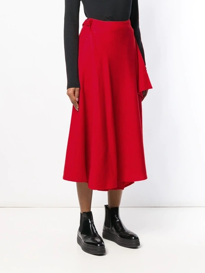 YOHJI YAMAMOTO 裹身式半身裙 - 红色
