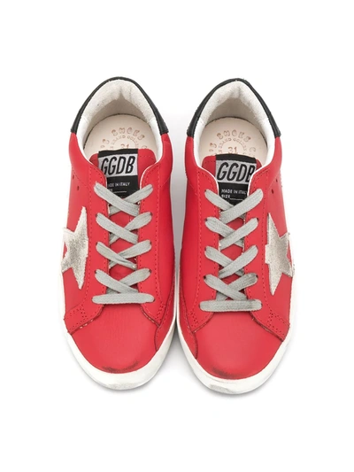 Shop Golden Goose Superstar Distressed Sneakers In Red