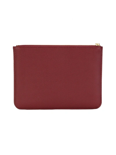 Shop Comme Des Garçons Pebbled Leather Coin Pouch In Red