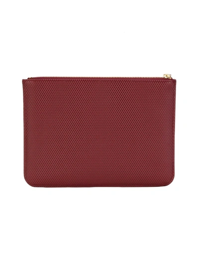 Comme Des Garçons Pebbled Zipped Coin Pouch In Red