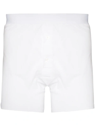 Shop Sunspel Cotton-jersey Boxer Shorts In White