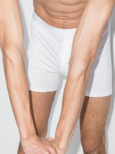 Shop Sunspel Cotton-jersey Boxer Shorts In White