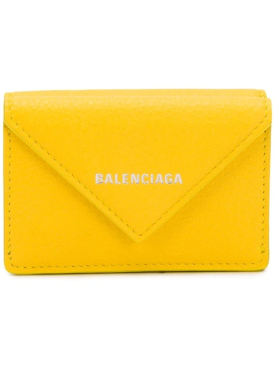 Papier Mini Printed Textured-leather Wallet In Yellow