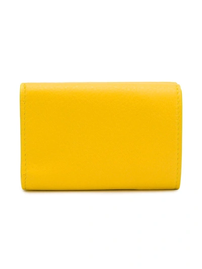 Shop Balenciaga Mini Papier Leather Wallet In Yellow