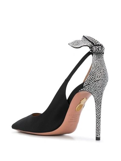 Shop Aquazzura 105mm Bow Tie Crystal Pumps In Black