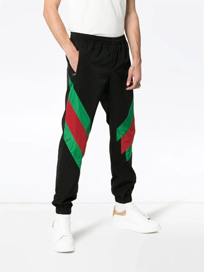Shop Gucci Web Stripe Sweat Pants In Black