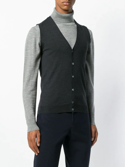 Shop Zanone V-neck Knitted Vest In Grey