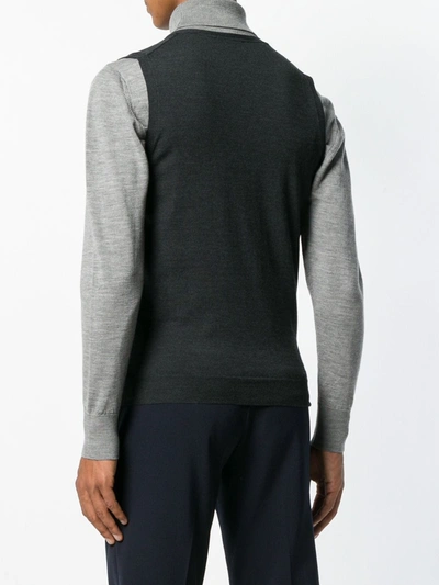 Shop Zanone V-neck Knitted Vest In Grey