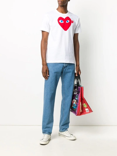 Comme Des Garçons Play Logo Embroidery Cotton T-shirt In White