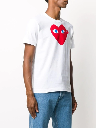 Comme Des Garçons Play Logo Embroidery Cotton T-shirt In White