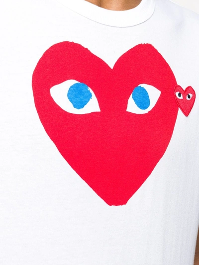 Comme Des Garçons Play Logo Embroidery Cotton T-shirt In White