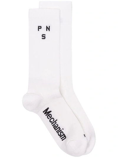 Pas Normal Studios Control Logo-intarsia Merino Wool-blend Piqué Cycling Socks In 5100 White