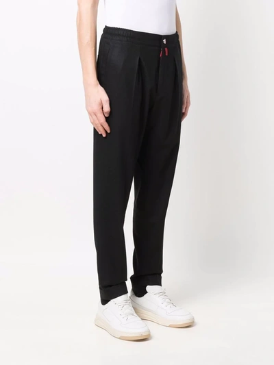 Shop Kiton Straight-leg Wool Sweatpants In Black