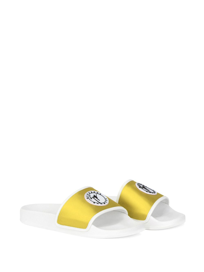 Shop Giuseppe Zanotti Brett Satin Slides In Yellow