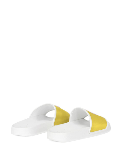 Shop Giuseppe Zanotti Brett Satin Slides In Yellow