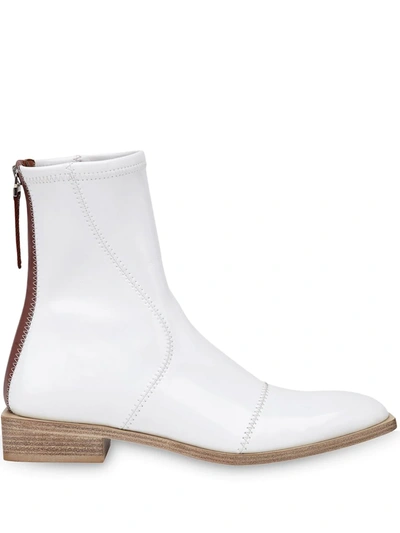 Shop Fendi Fframe Ankle Boots In White