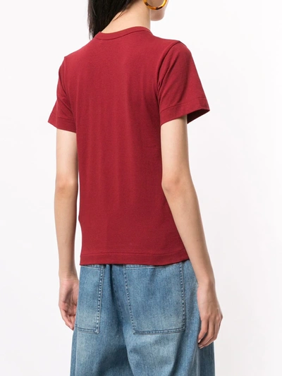Shop Comme Des Garçons Play Logo Embroidered Crew Neck T-shirt In Red