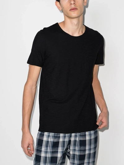 Shop Schiesser Crew-neck Pajama T-shirt In 黑色