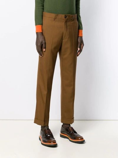 Shop Marni Straight Leg Trousers In Brown