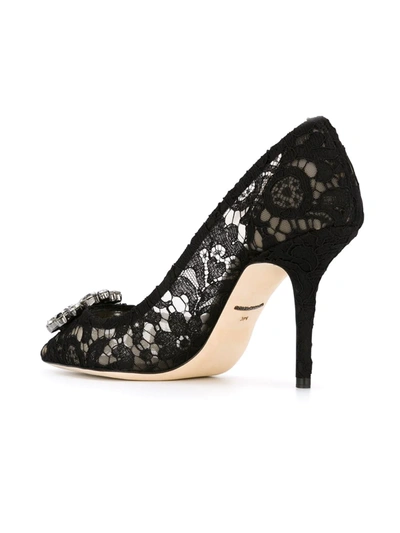 Shop Dolce & Gabbana Rainbow Lace 90mm Brooch-detail Pumps In Black