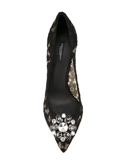 Shop Dolce & Gabbana Rainbow Lace 90mm Brooch-detail Pumps In Black