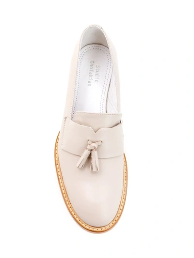 Shop Studio Chofakian Tassel Loafers In Neutrals