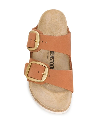 Shop Birkenstock Double Buckle Strap Sandals In Brown