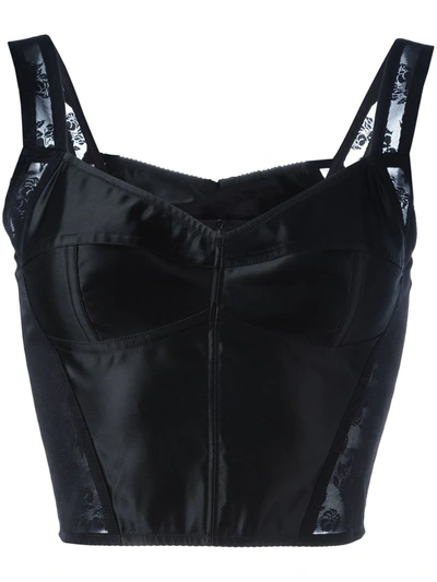 Shop Dolce & Gabbana Lace-trim Corset Top In Black