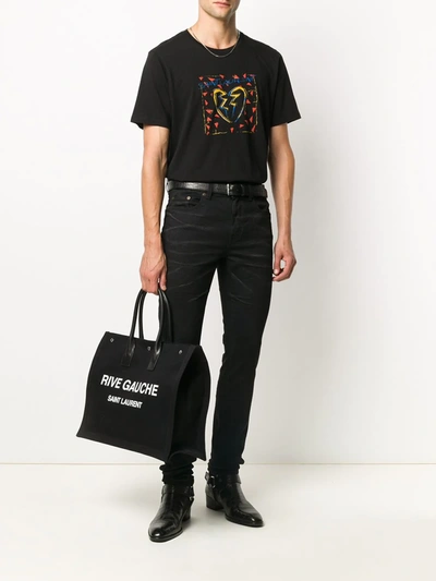 Shop Saint Laurent Graphic-print Cotton T-shirt In Black