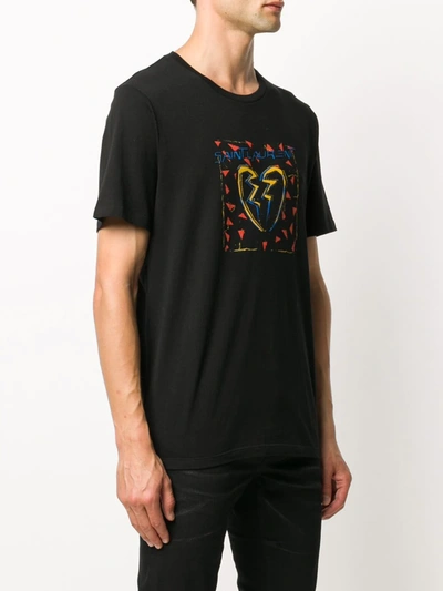 Shop Saint Laurent Graphic-print Cotton T-shirt In Black