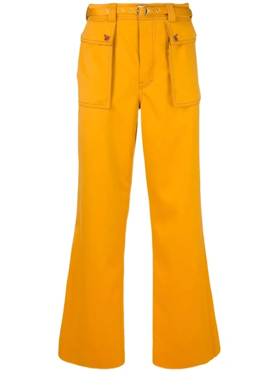 Shop Sies Marjan Ragen Flared Cargo Trousers In Yellow