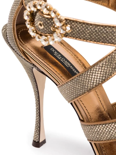 Shop Dolce & Gabbana Keira 105mm Glitter-effect Sandals In Metallic