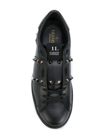 Valentino Garavani Black Rockstud Untitled Low Top Leather Sneakers ...