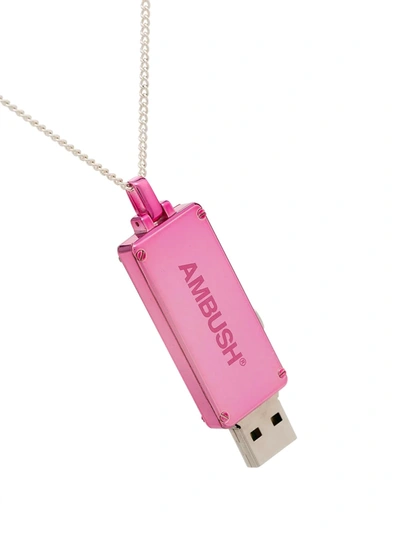 Shop Ambush Usb Sterling Silver Necklace In Pink