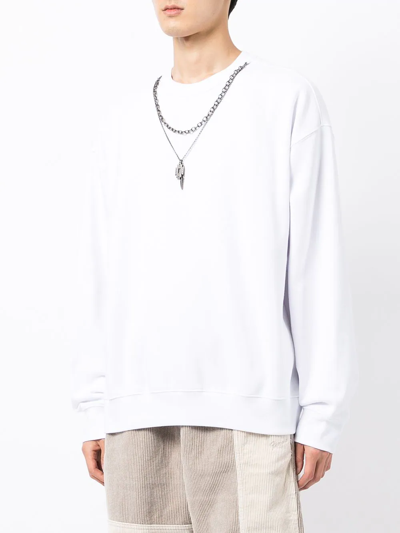 Shop Five Cm Crew-neck Cotton-blend Sweatshirt In Weiss