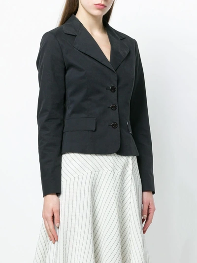 Pre-owned Emilio Pucci Vintage Flap Pockets Fitted Blazer In Black