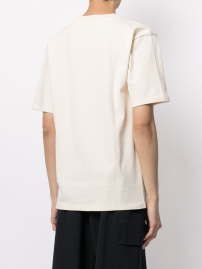 Shop Agnès B. Embroidered Logo Print T-shirt In White