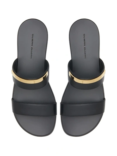 Shop Giuseppe Zanotti Slip-on Logo Plaque Sandals In Black
